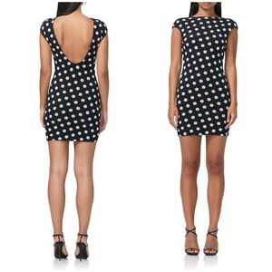 NWT AFRM Women's Black Mabel Printed Cap Sleeve Mesh Minidress Size XL